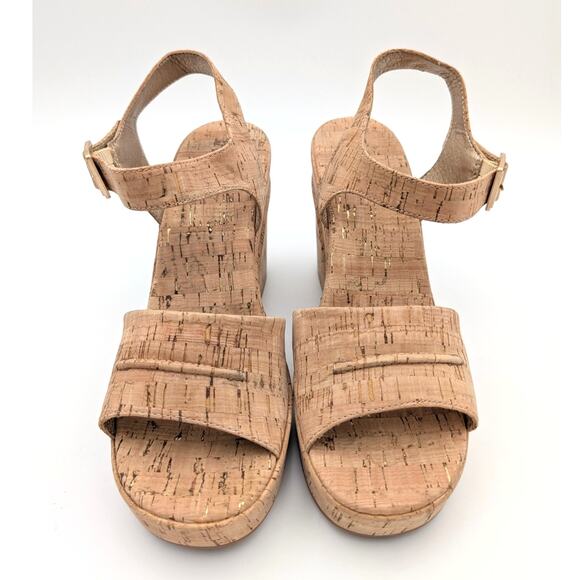 Korks Bardot II Cork Comfort Wedge Sandals Women's Natural Size US10M EU41 - Picture 2 of 10